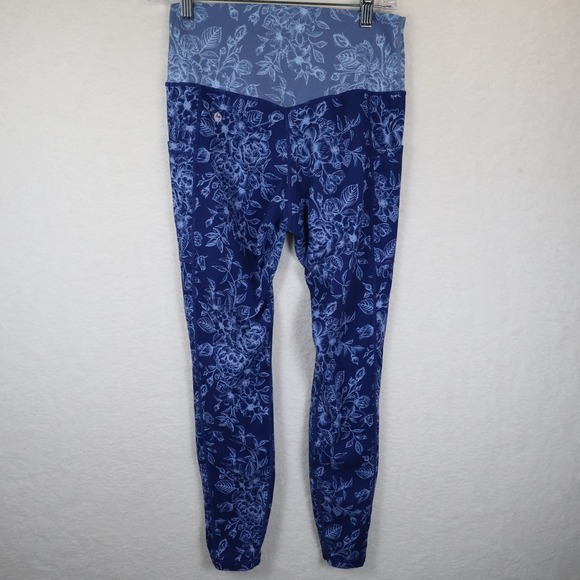 POPFLEX Crisscross Hourglass Pocket Legging Navy Rose Botanical Blossoms Large - Picture 3 of 6